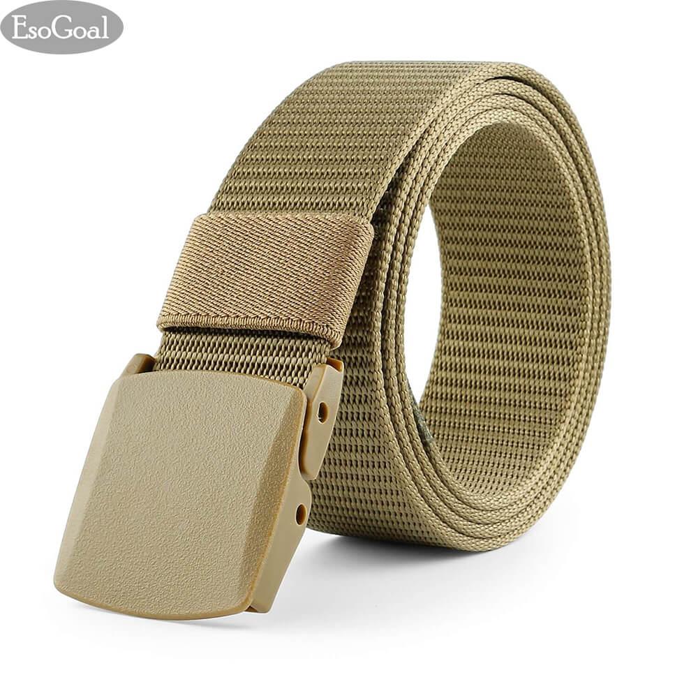 EsoGoal Nylon Canvas Men Belt Breathable Military Tactical Men Waist Belt With Plastic Buckle(Khaki) - intl