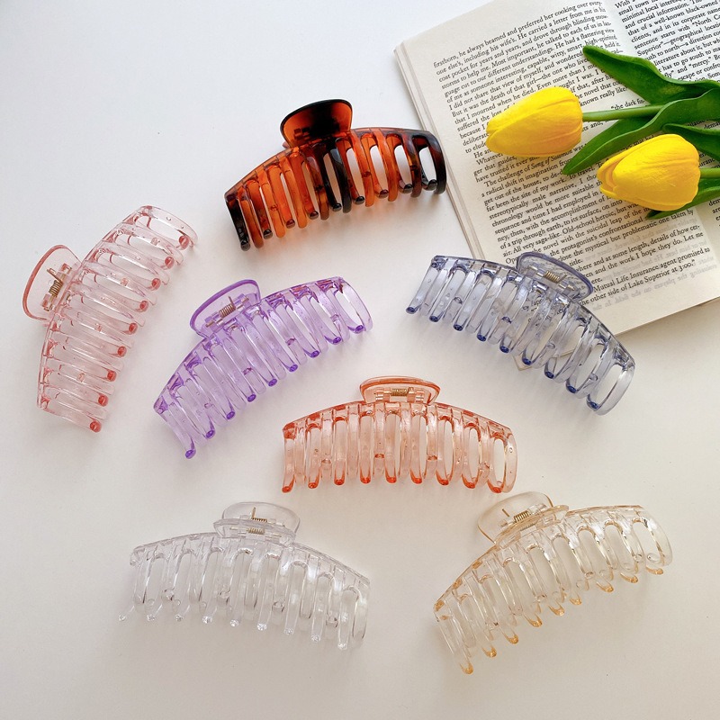 [SG | Large &Tight] 11cm Extra Large PS Plastic Shark Hair Claw for Thick Hair, Super Tight Ponytail Holder Clamp Bath Shower Spring Banana Clip Hair Accessories