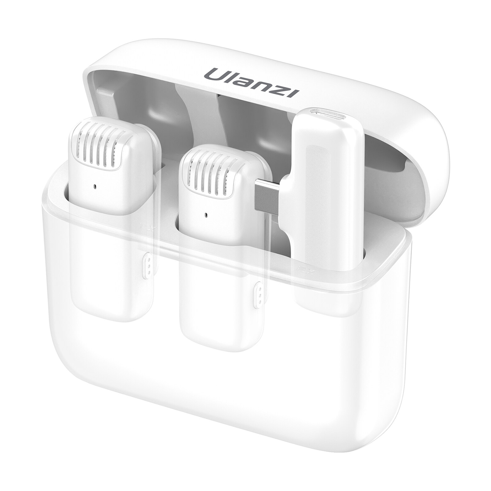 Ulanzi J12 Wireless Microphone System with 1 Receiver & 2 Microphones 20M Transmission Range Built-in Battery with Charging Case Type-C Plug Replacement for Android Phones Live Streaming Interview Vlo