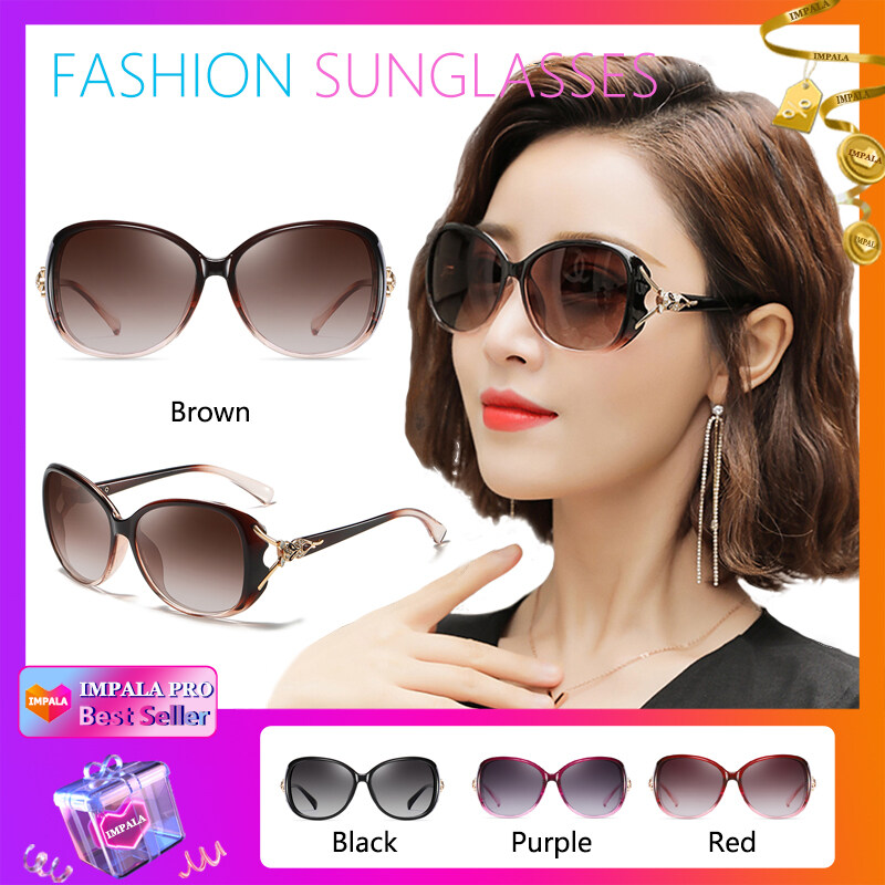 IMPALA QT102NW Fashion Women Sunglasses Korean Style Large Lens Sun Glasses for Women Retro Eyeglasses Oversize UV400 Lens 4 Color Available