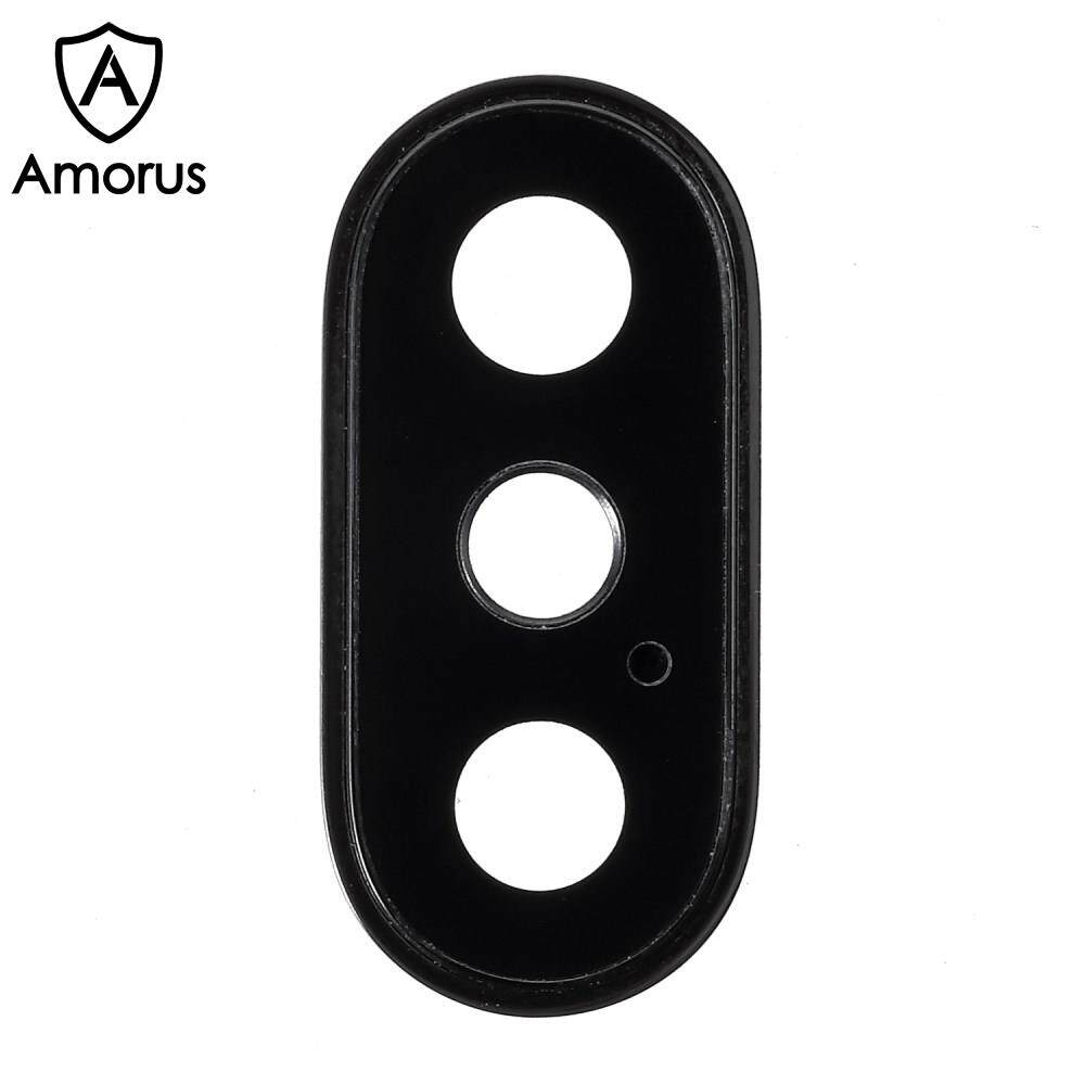 Amorus For iPhone X Back Camera Lens Ring Cover with Glass Lens