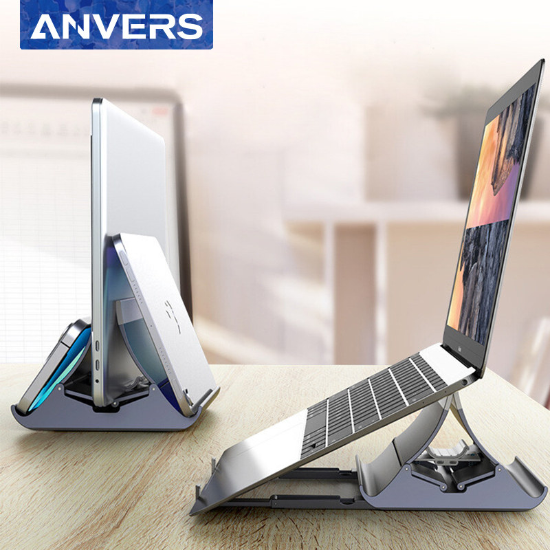 Anvers 2 in 1 Vertical Laptop Stand Display Stand Adjustable Width, Sturdy Tablets Holder, Laptop Holder, Phone Holder，MacBook Air Pro Foldable Stand Holder with Adjustable Dock Up to 17.3 inch Notebo