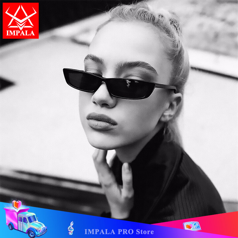 IMPALA QT1601W Small Lens Spectacles Vintage Rectangle Sunglasses Men Women Small Frame Sun Glasses Hip-hop Style Retro Eyewear