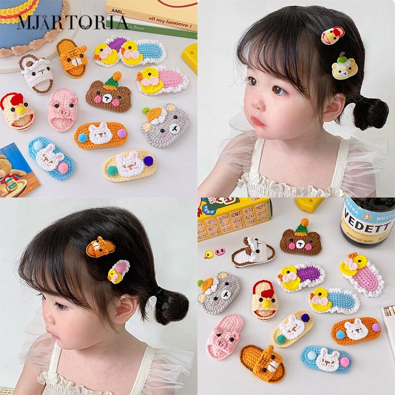 MJartoria Women Girls Knitting Side Bangs Clip Ornament Hair Clips Barrettes Hairpins Hair Accessories