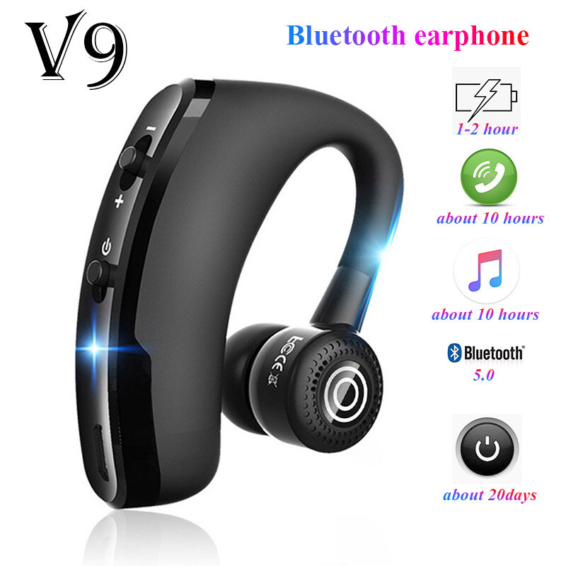 Vitog New V9 Bluetooth Earphone with Mic,5.0 Stereo Noise Reduction Wireless Headset for cellphone,HD Call Voice Control Business Handsfree Bluetooth Headset for Samsung Xiaomi iPhone Huawei Oppo ViVo