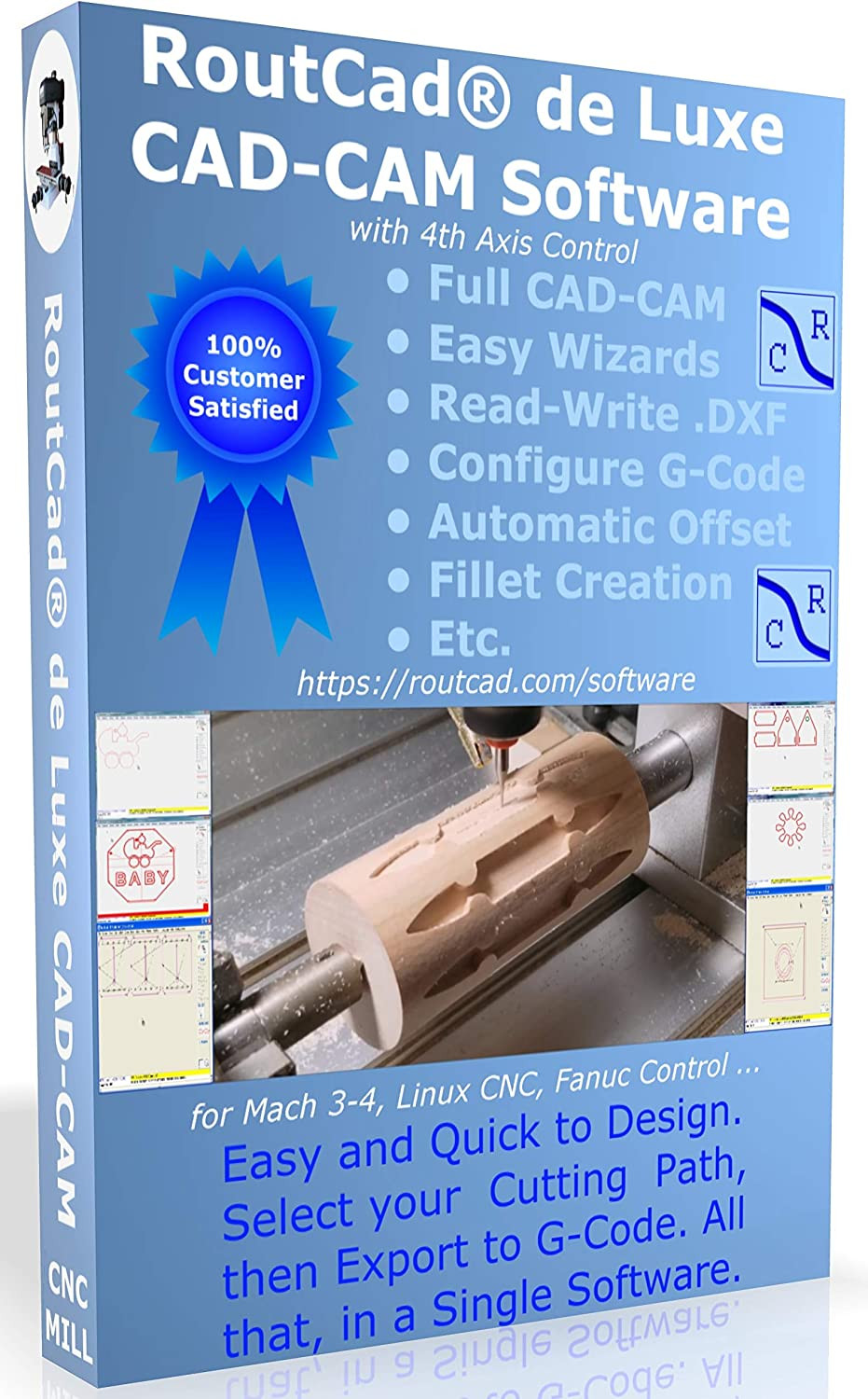 CAD-CAM CNC Mill Premium 4 Axis Software for Mach 3-4, Linux CNC, EMC2, CNC 3040. Design your part and generate the g-code with a single easy software, plus...